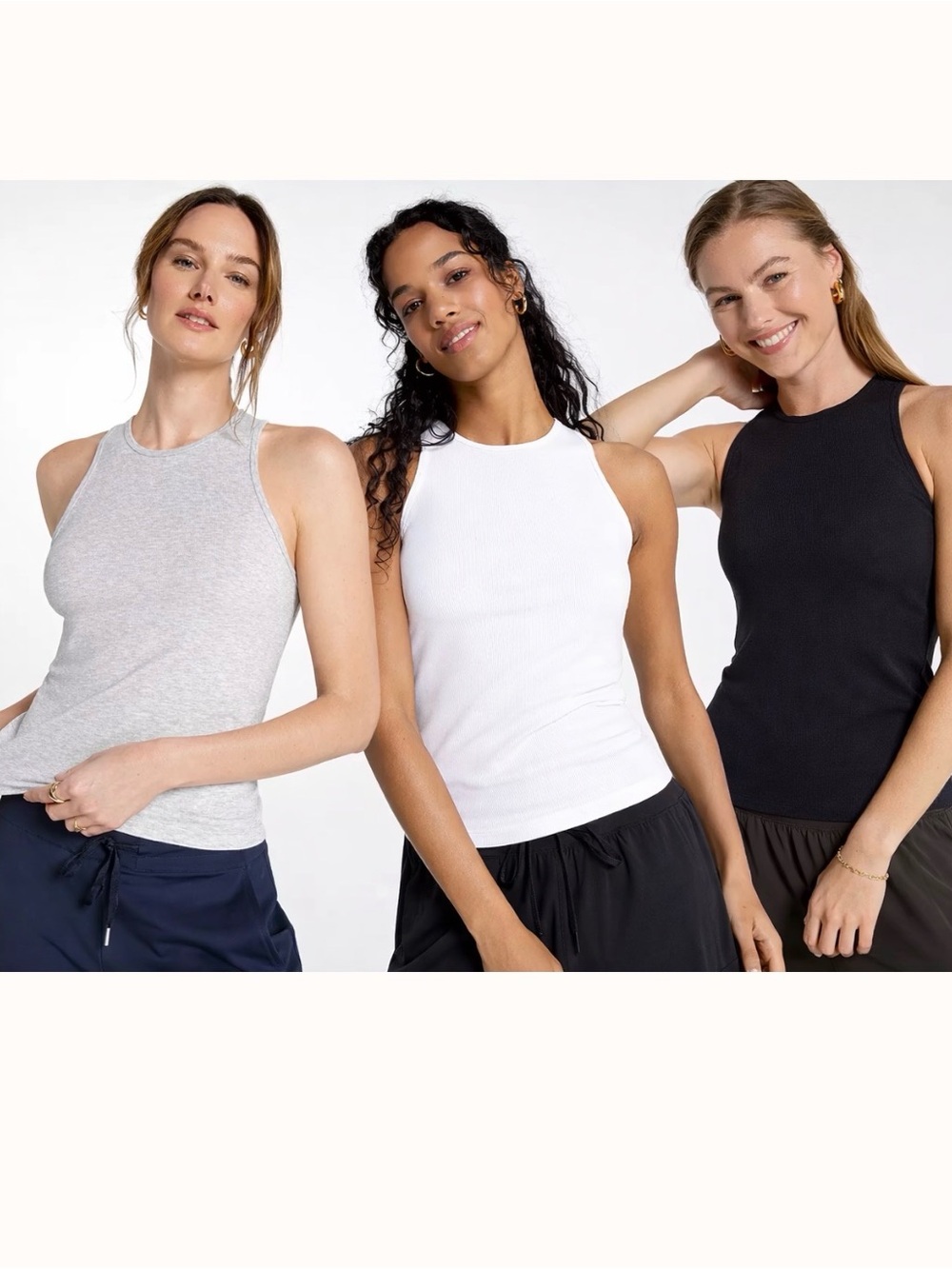 Lot of 3! CALIA Women's Everyday Rib Tank Size Large Black, Gray, White New!